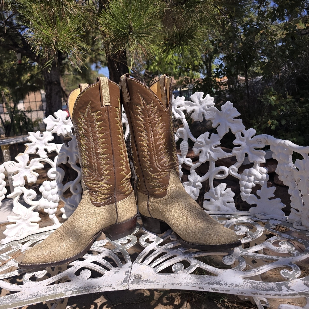 9.5E Tony lama Gold Label Exotic Elephant Pointed Toe Men's Cowboy Western Boots